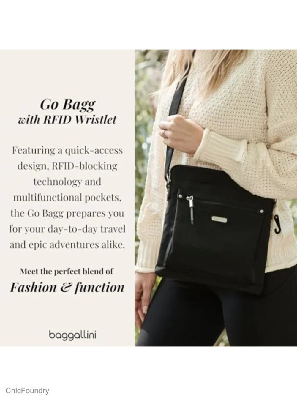 Lightweight Water-Resistant Nylon RFID Crossbody Wristlet Bag